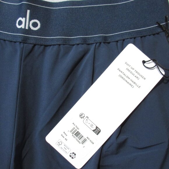 NWT Alo Yoga Regular Suit Up Trouser in Navy Pleated Loose Relaxed Pants XS - Picture 3 of 7